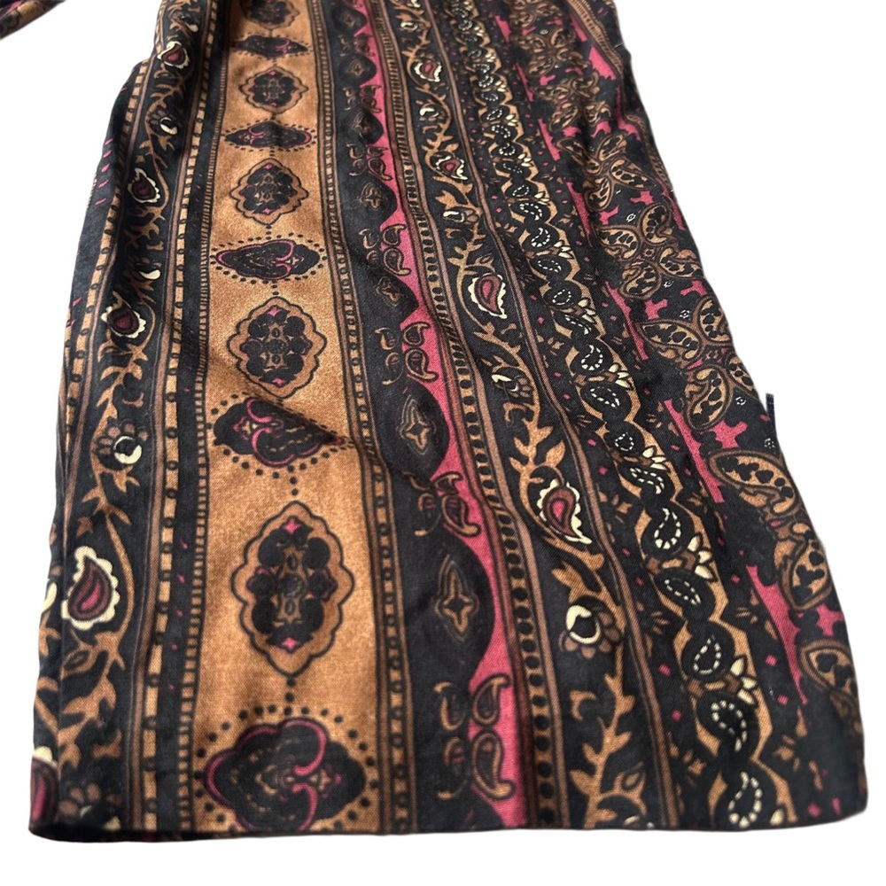 Vintage Justin B. Jones NY Rayon Tapestry Print Bohemian Pants with Pockets | L - Picture 3 of 7